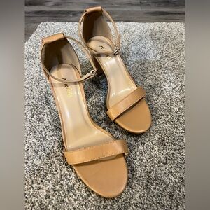 NWOT Ankis Women's Tan Ankle-Strap Open-Toe Heels Size 7.5